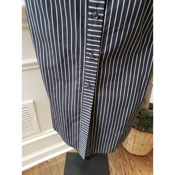 A New Day Dress Women L Black White Striped Shirt Long Sleeve Cotton Midi - Picture 5 of 15